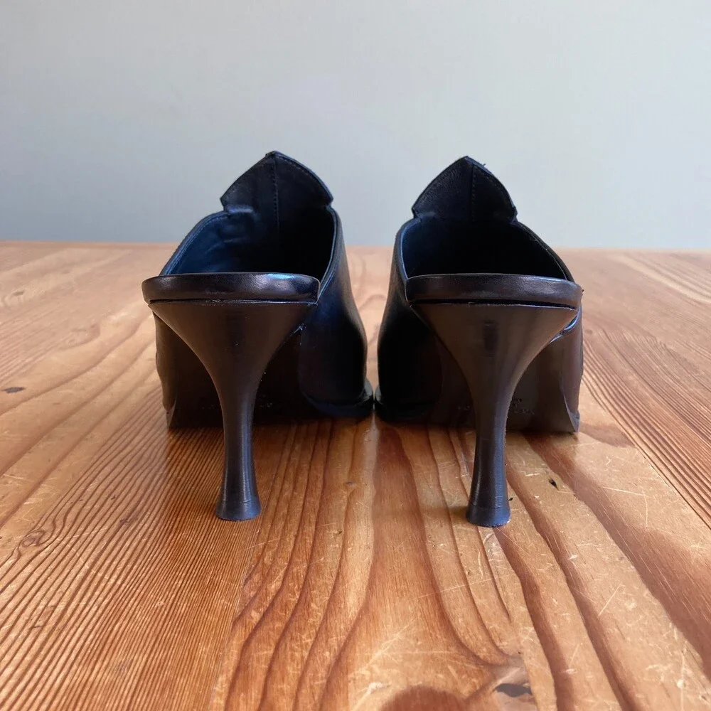 Acne Studios Black Rose Leather Mules Heels NEW w/ Box - Size 41 / 11 - 0811BN